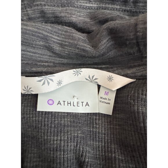 Athleta Tiger Terry Hoodie gray Hoodie Ribbed Waist Zip Jacket size medium - Picture 5 of 7